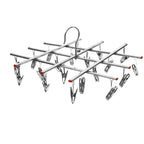 Folding Drying Rack with 35/20 Clips Stainless Steel Windproof Underwear Socks Clip Swivel Hook Hanger Space Saving Drying Rack