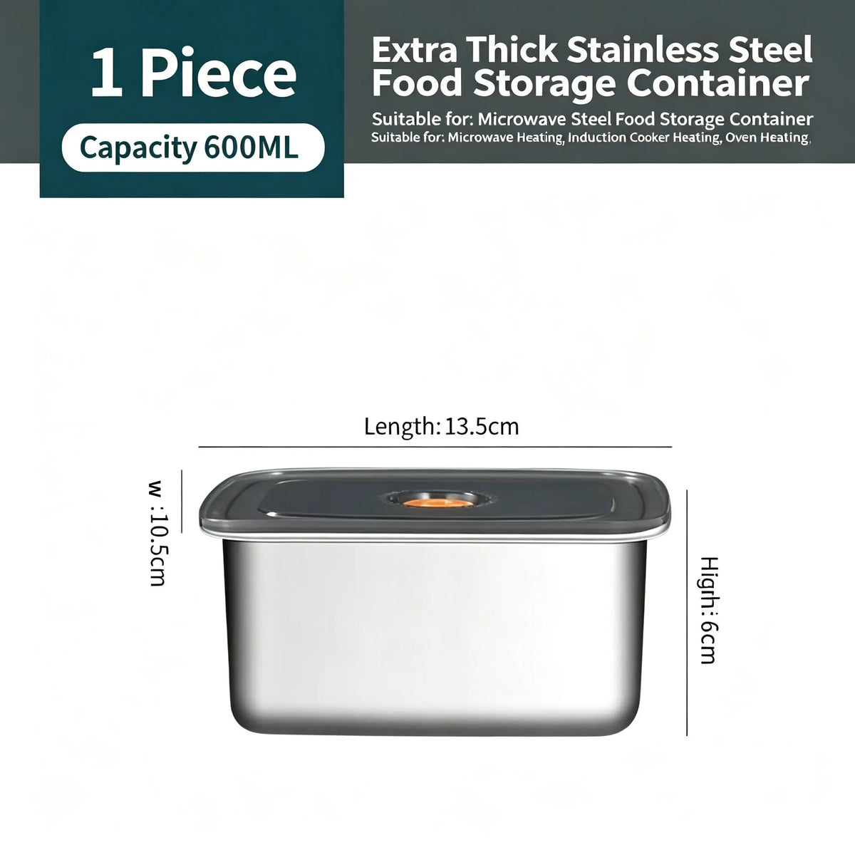 Stainless Steel Camping Lunch Box Sealed Microwave Suitable Bento Box Leak-proof Large Capacity Refrigerator Freezer Storage Box