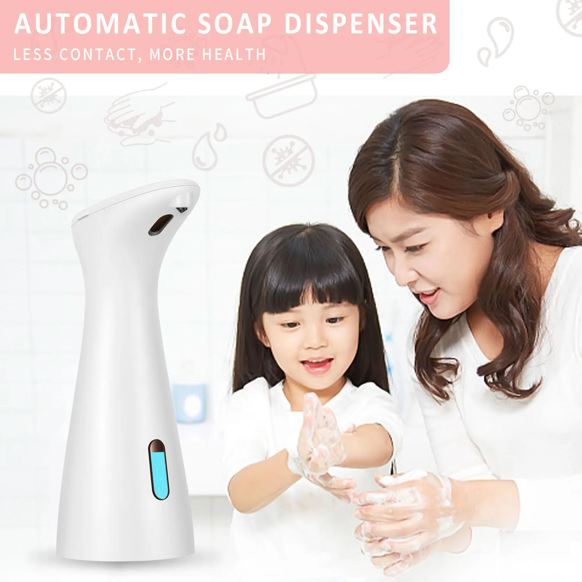 Premium Waterproof ABS Smart Touch‑Free Soap Dispenser White Automatic Sensor Hand Sanitizer Device for Bathroom Kitchen Househo