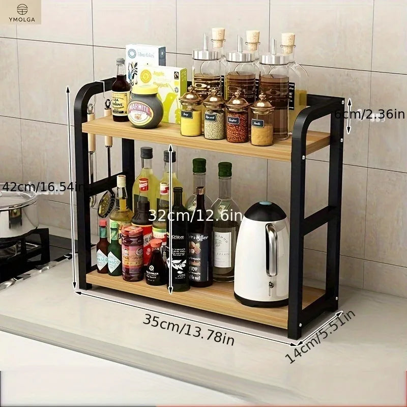1pc 2-Tier Metal Countertop Shelf - Space Saving Organizer for Coffee, Mugs & Condiments, Rustproof Kitchen Rack
