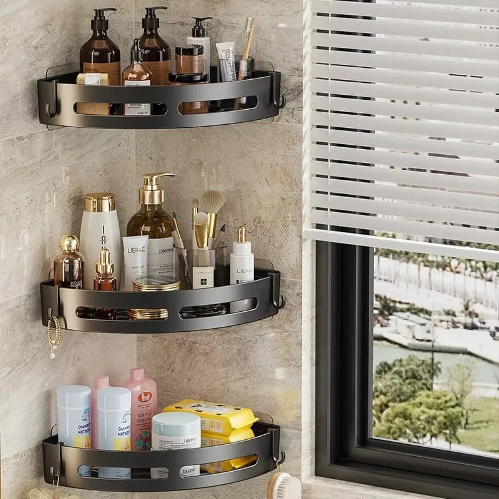 3/2/1 PCS Adhensive Bathroom Shampoo Holder Shower Caddy Shelves Storage No Drill Shelf Corner Towel Holder Shelves For Bathroom