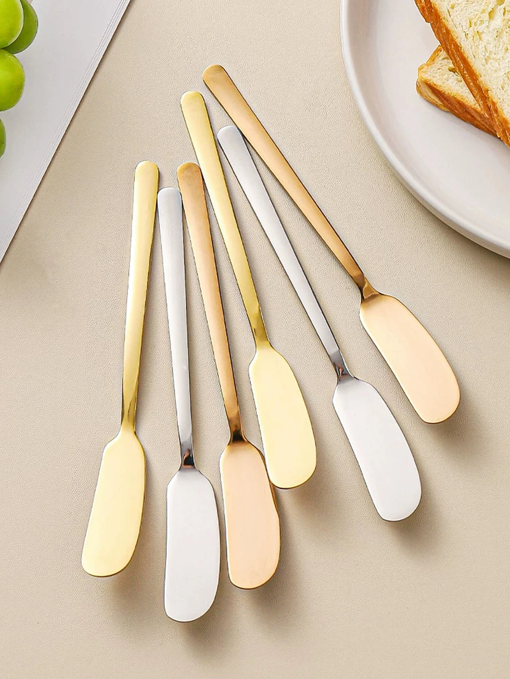 6pcs/2pcs, butter knife, stainless steel butter knife, cheese spreader, kitchen butter shovel, multifunctional butter shovel