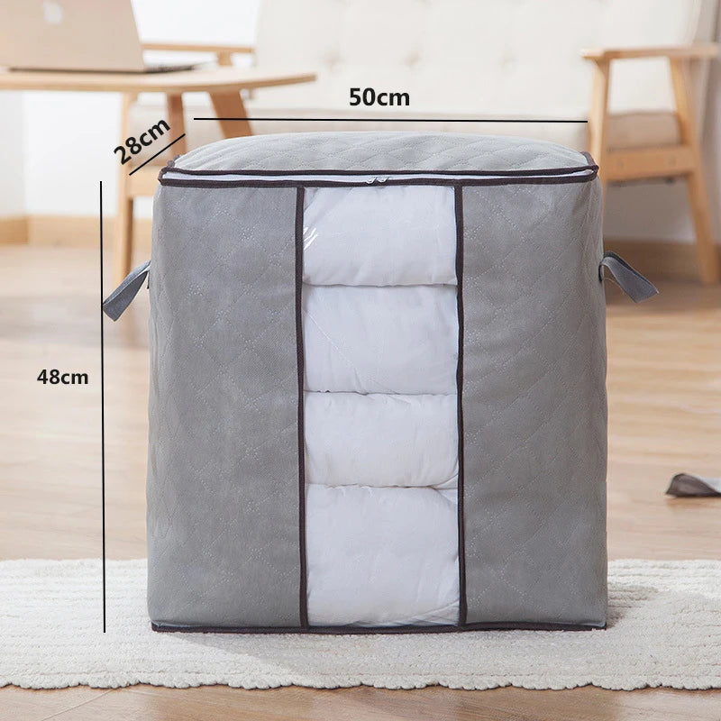 Foldable Storage Bag Clothes Organizer Waterproof Oxford Clear Window Clothing Wardrobe Organizer Home Non Woven Storage Box