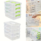 4-layer Transparent Plastic Storage Box Cover Partitioned Drawer Storage Box Building Block Storage Box Portable Storage Box