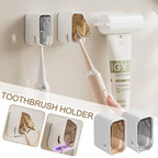 Portable Dustproof Toothbrush Holder Flip-top Wall Mounted Toothbrush Rack Toothbrush Storage Box