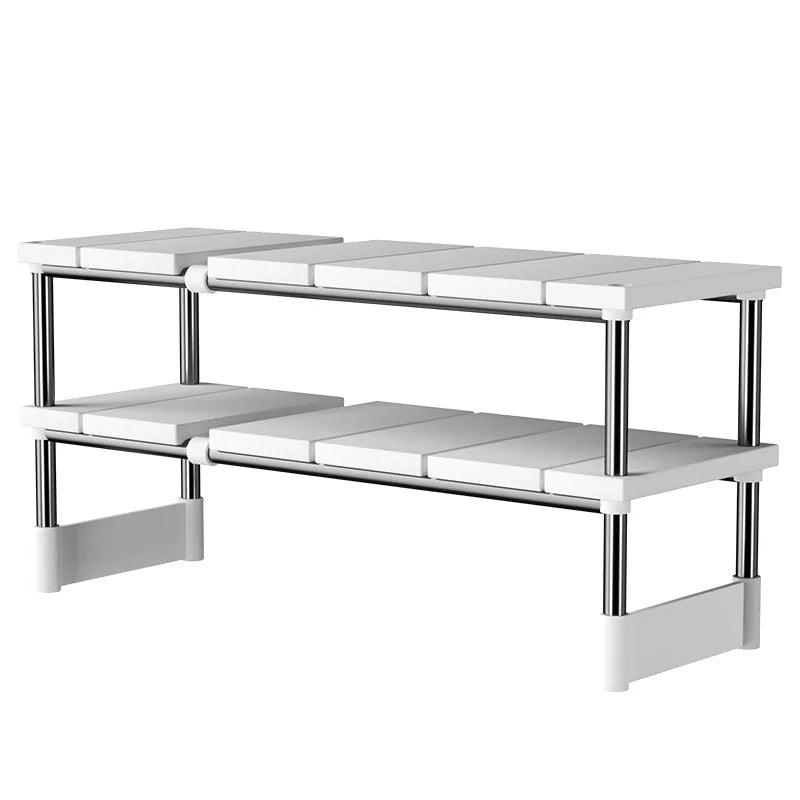 Adjustable Under Sink Storage Rack,Expandable Kitchen & Bathroom Cabinet Organizer, Durable Space-Saving Multi-Layer Pot Holder