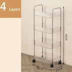 2/3/4 Tiers Mobile Shelf with Wheel Multi-Layers Storage Rack Home Trolley for Snacks Cosmetic Sundries Organizer Rolling Cart