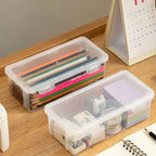 Large Capacity Transparent Pencil Box Plastic Stationery Case Crayon Pen Box Sketch Pencil Case Stacking Office Supplies Box New