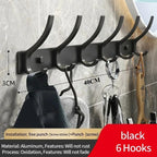 Black White Folding Robe Hooks Towel Hanger Nail Wall Rack Hooks Coat Clothes Holder for Bathroom Kitchen Accessories