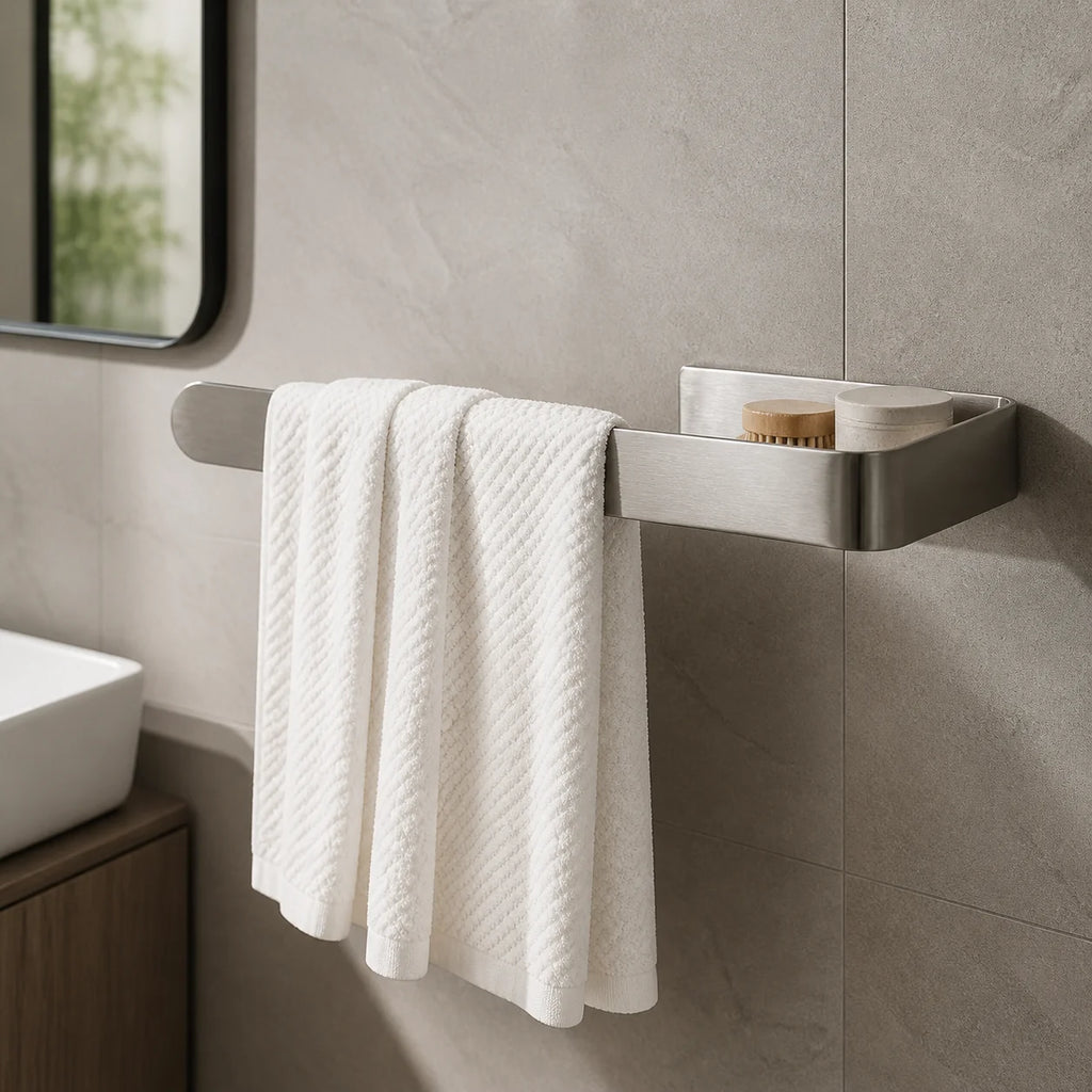 Homefish No Drill U Shape Stainless Steel Wall Mounted Towel Rack Bathroom Hardware 23cm 27cm