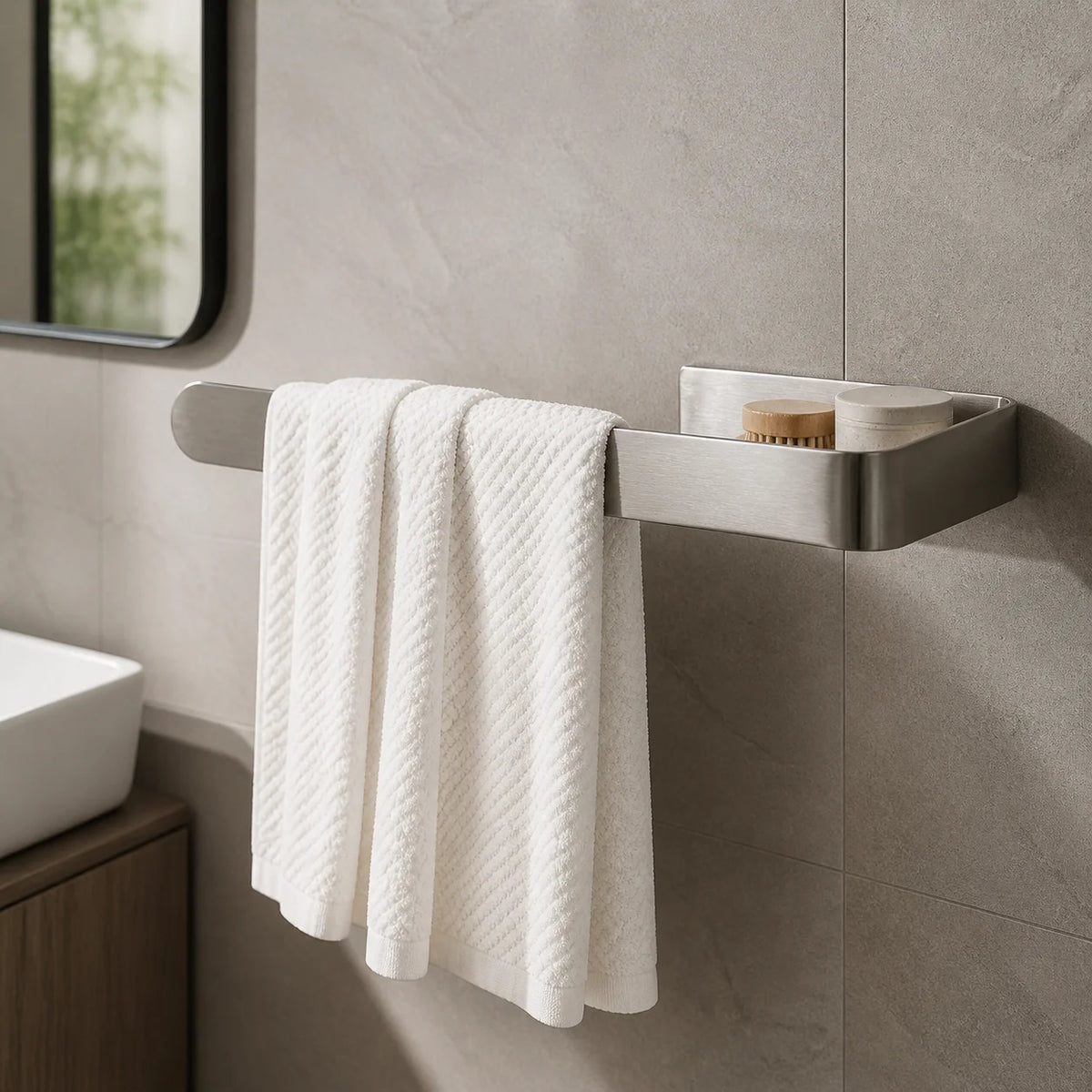 Homefish No Drill U Shape Stainless Steel Wall Mounted Towel Rack Bathroom Hardware 23cm 27cm
