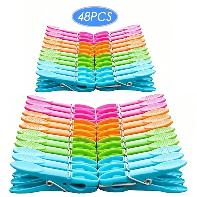 48/24Pcs Plastic Clothespins Hanging Pegs Clips, Mini Clothespins for Photos Practical Clothes Pegs for Laundry Storage YFJ009