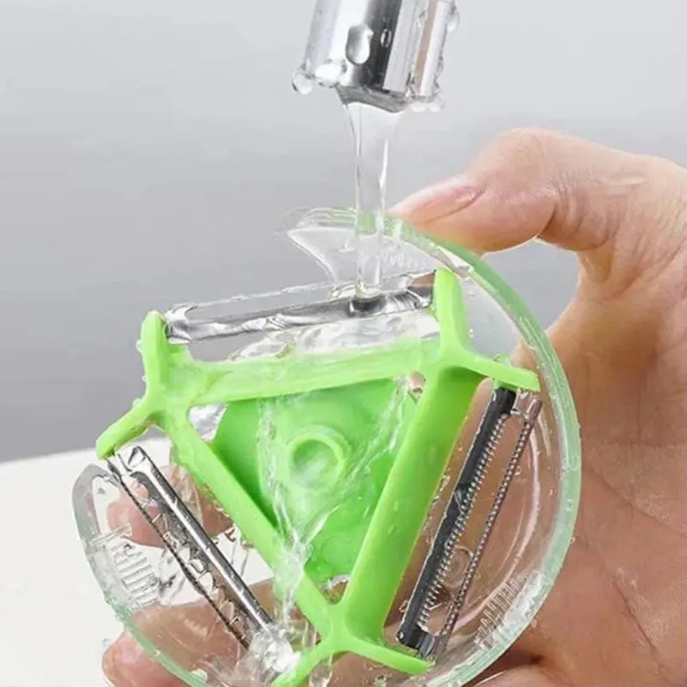Kitchen 3 in 1 Peeler Rotary Multi-purpose Stainless Steel Potato Peeler Slicer Grater Shredder Vegetable Fruit Peeler