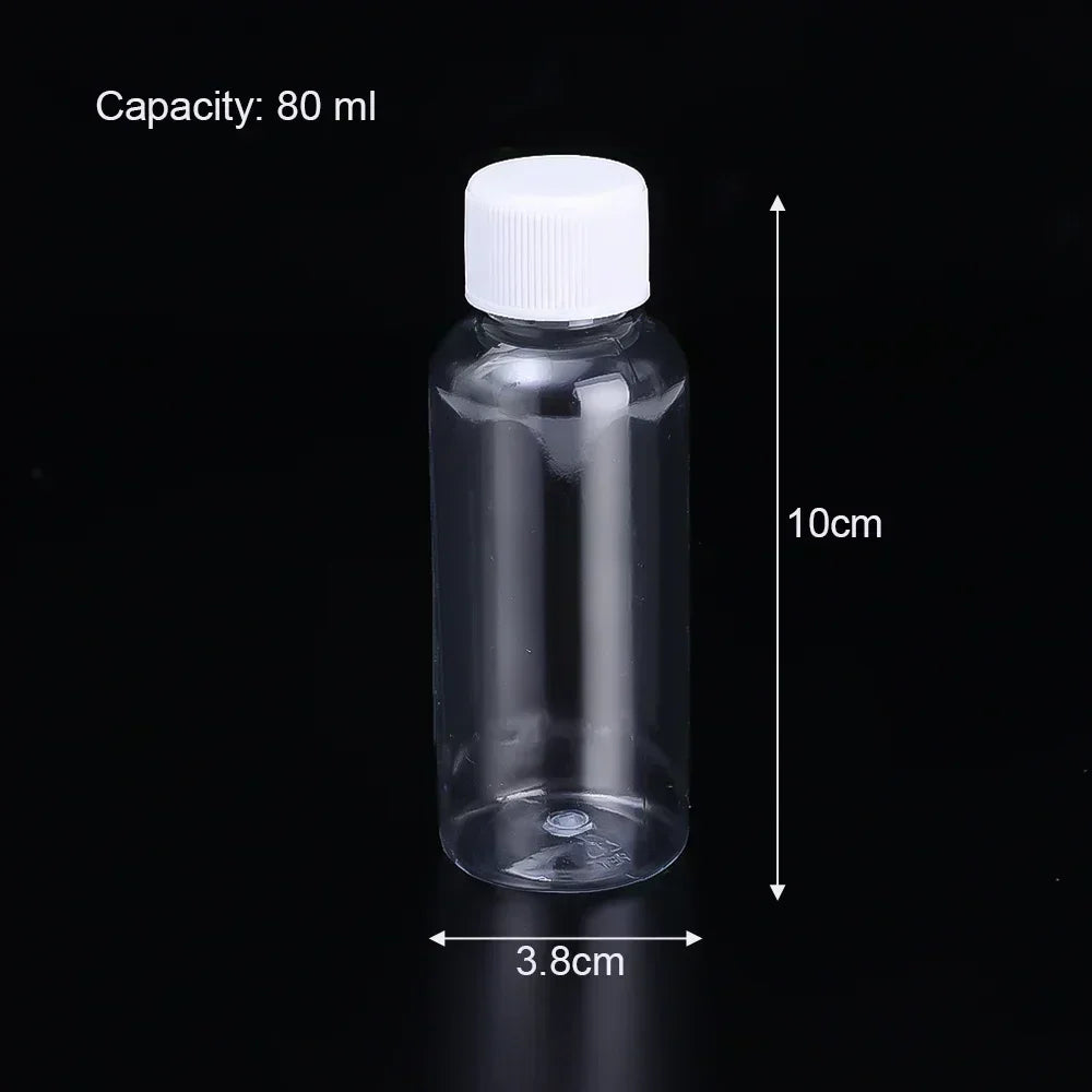 1/10Pcs Refillable Bottles 10ml 20ml 30ml 50ml 80ml 100ml Plastic PET Clear Empty Seal Bottles Sample Containers with Screw Cap