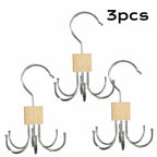 1/5pcs 360° Rotating Storage Hanger Hook Multi-Claw Bag Metal Belts Rack Wooden Organizer For Bras Ties Household Closet Acces
