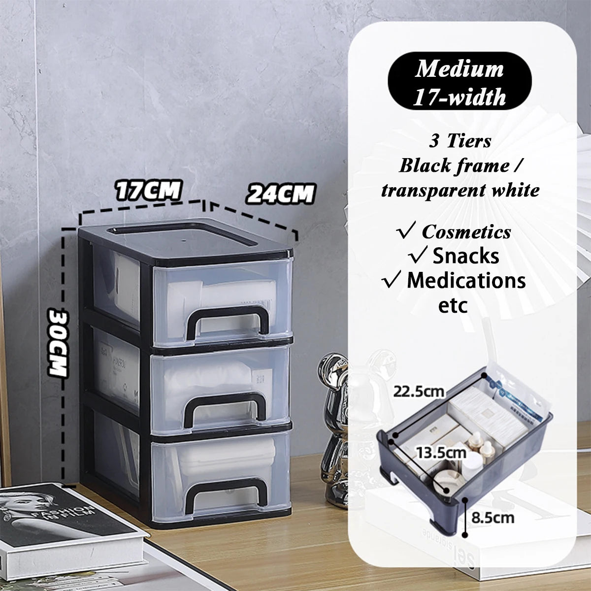 2-6Layers Medium Desktop Storage Box with Drawer Heightened Table Organizer Plastic Office storage cabinet  for home Stationery