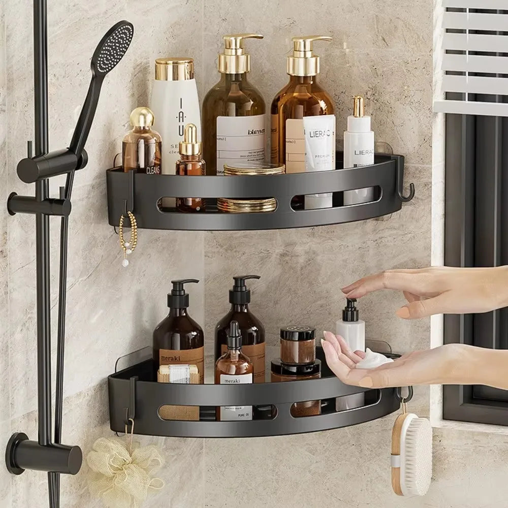 3/2/1 PCS Adhensive Bathroom Shampoo Holder Shower Caddy Shelves Storage No Drill Shelf Corner Towel Holder Shelves For Bathroom