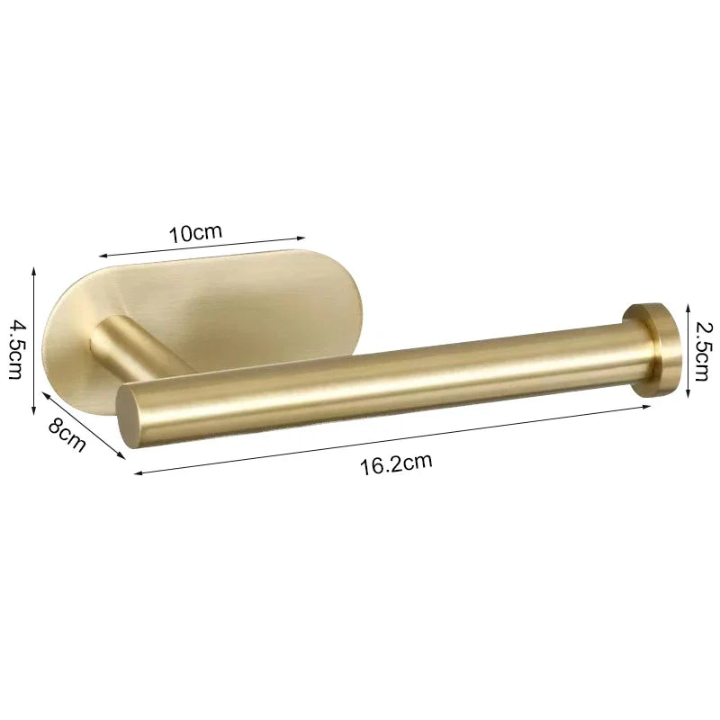 Adhesive Toilet Paper Holder Stainless Steel Wall Mount Kitchen Roll Towel Rack Napkin Dispenser Absorbent Stand Tissue Hanger