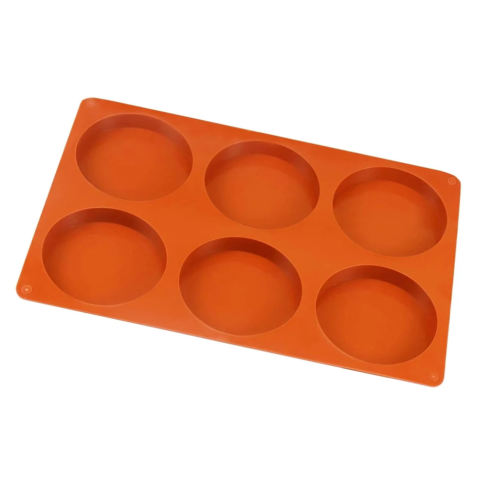6 Holes Round Silicone Mold Cake Pastry Baking Molds Jelly Pudding Soap Form Ice Cake Decoration Tool Disc Bread Biscuit Mould