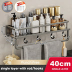 Aluminum Shower Organiser Bathroom Shelf Without Drilling Gray Wall Toilet Storage Shelf Shampoo Holder Bathroom Accessories