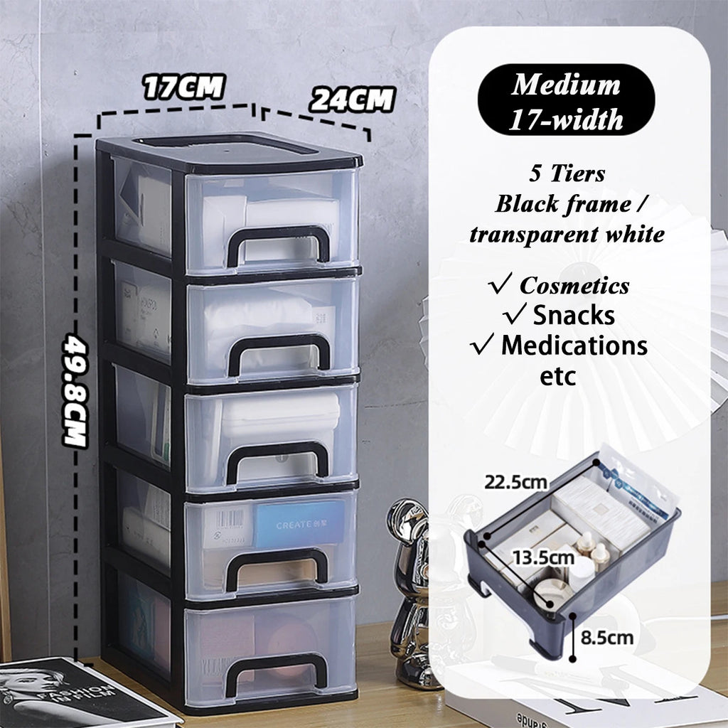 2-6Layers Medium Desktop Storage Box with Drawer Heightened Table Organizer Plastic Office storage cabinet  for home Stationery