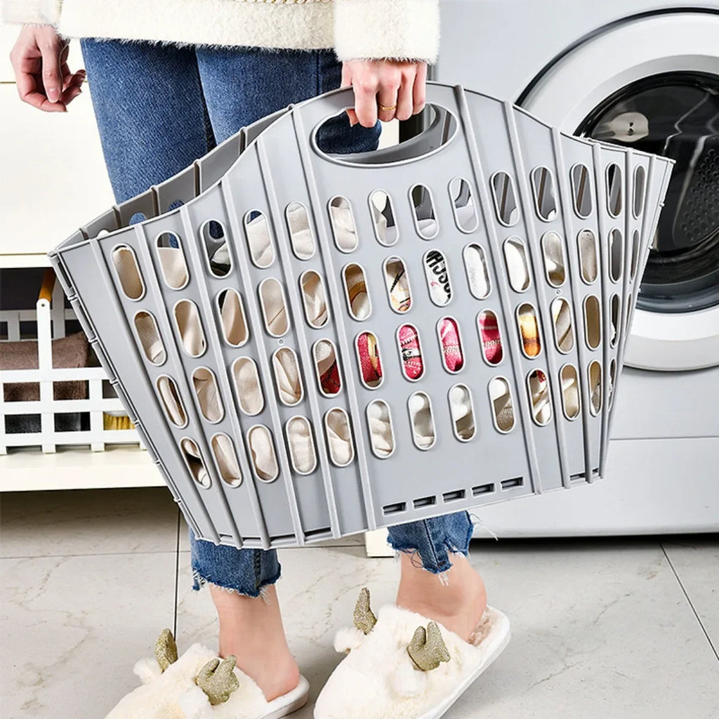 1pc Foldable Laundry Hamper, High Capacity & Portable, Durable Fabric, Space Saver, Collapsible Basket, Bathroom Organizer