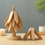 Natural Wooden Tree Trivets Wood Christmas Tree Coaster Set Anti Scald Heat Resistant Table Mat Coaster Wood Placemats Pot