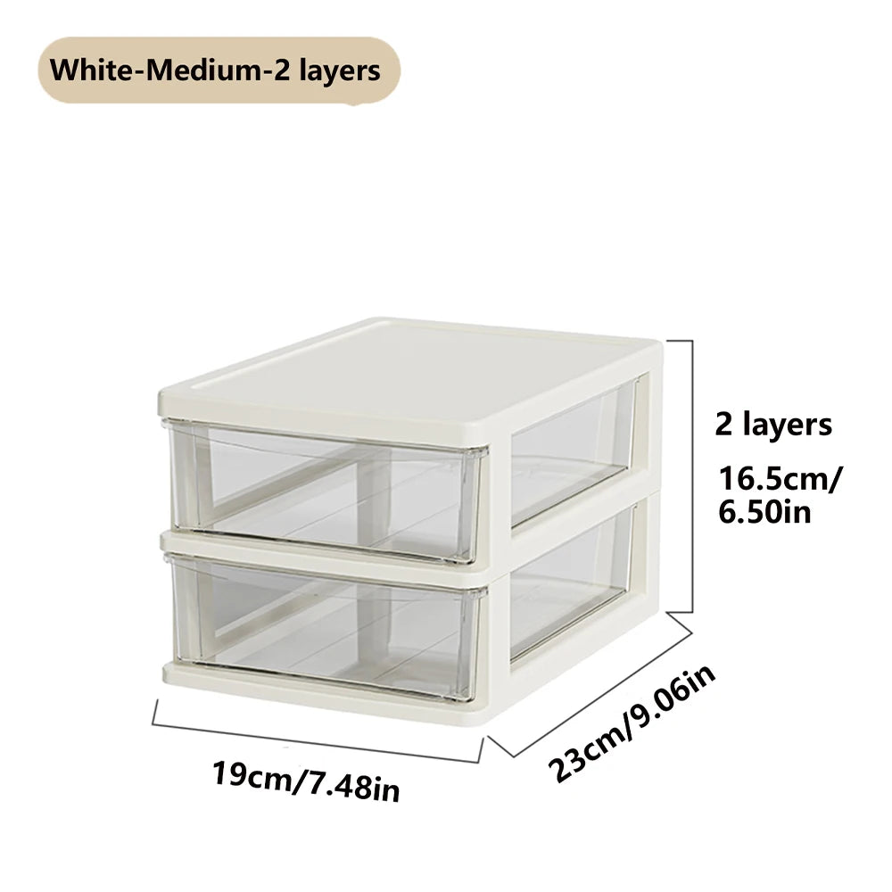 2-6Layers Medium Desktop Storage Box with Drawer Heightened Table Organizer Plastic Office storage cabinet  for home Stationery