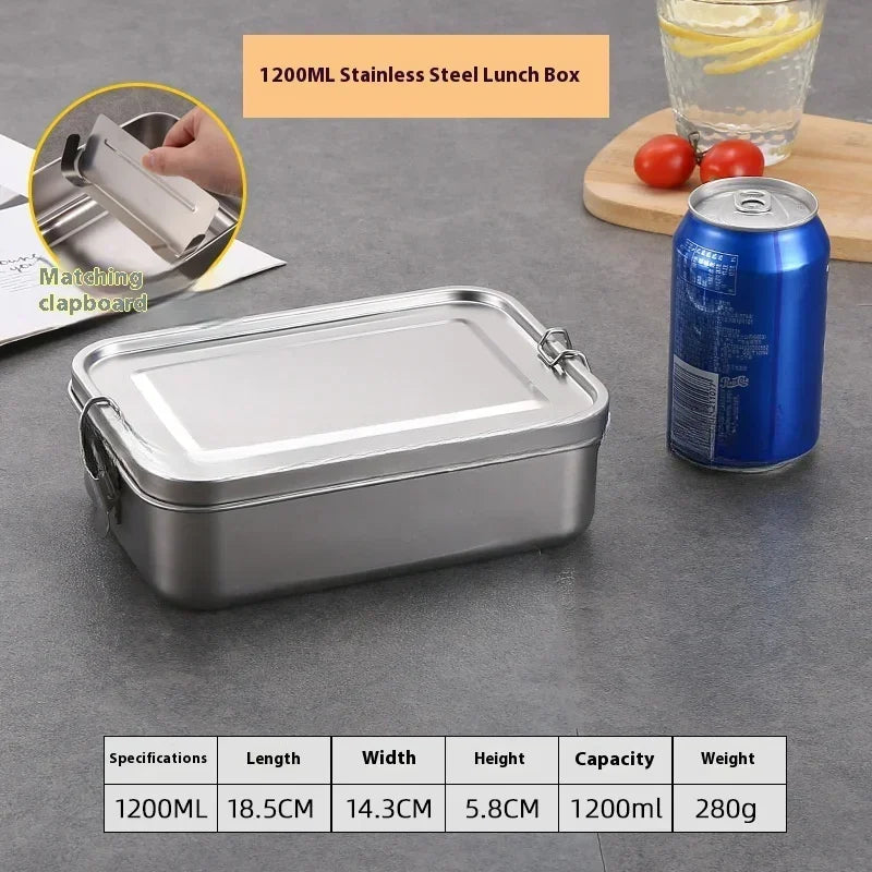 304 Stainless Steel 1200/2400ml Lunch Box Bento Box Metal Food Storage Container with Locking Clasp Suitable for Work and School