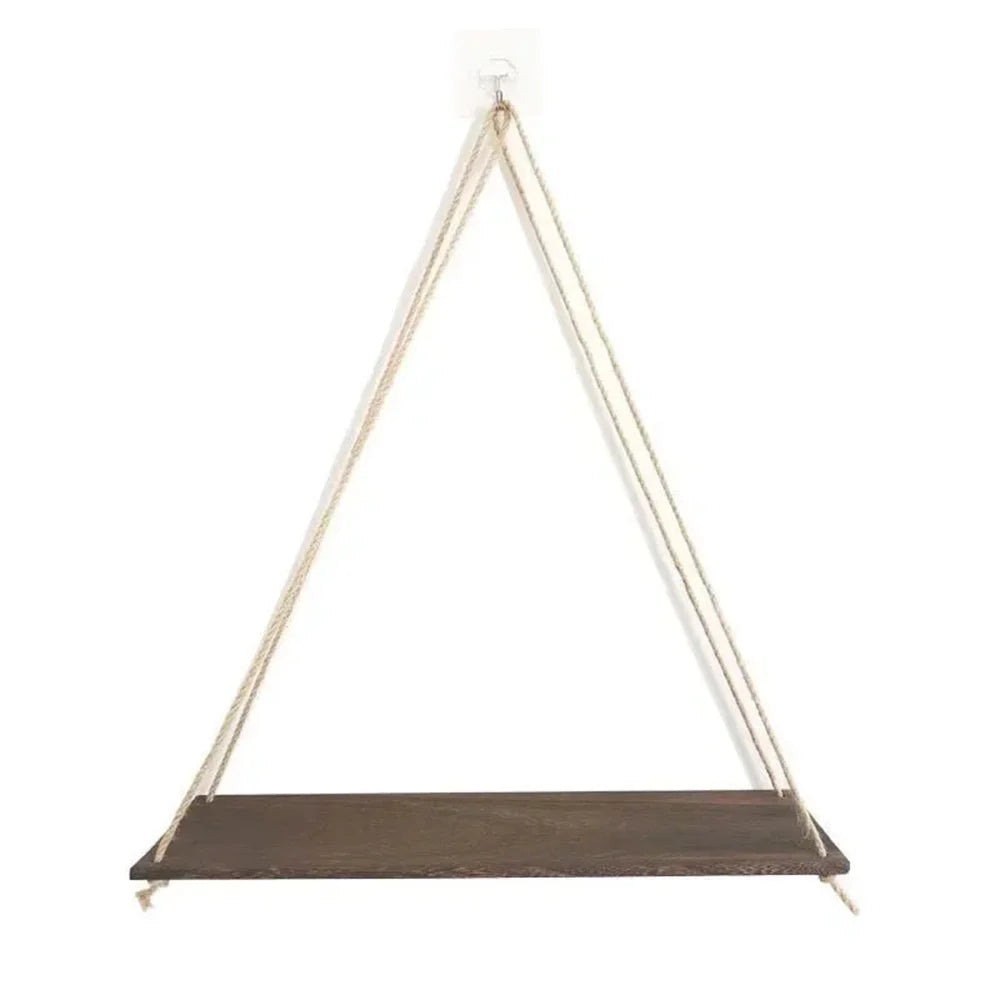 1Set Wood Hanging Shelves Swing Hanging Hemp Rope Wall Shelve Mounted Floating Home Living Room Plant Flower Pot Tray Storage