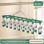 20 Clip Capacity Clothes Drying Rack Unmarked Design Stainless Steel Clothes Hanger Sock Rack Underwear Clips