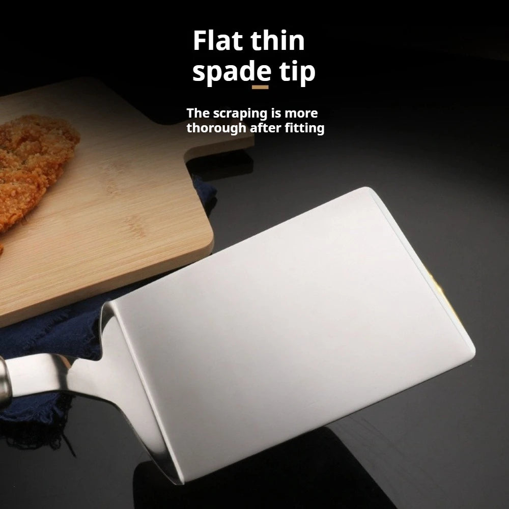 Stainless Steel Spatula with Wooden Handle Steak Griddle Spatula for Turning Serving Egg BBQ Fish Cake Burger Kitchenware