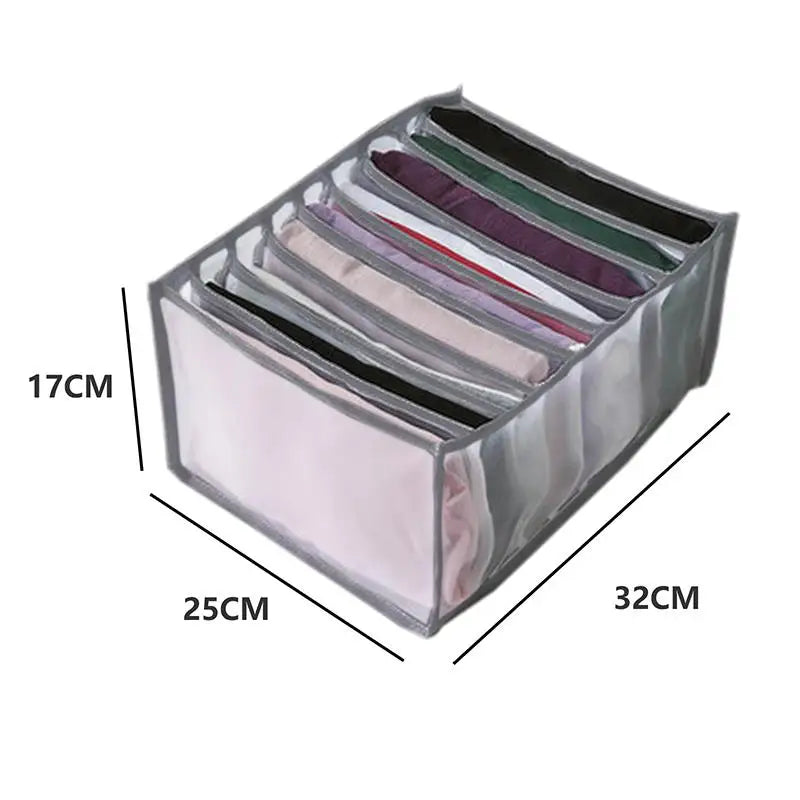 7 Grids Jeans Storage Box Closet Wardrobe Clothes Compartment Boxes Drawer Jeans Socks Separation Organizer Pants Storage