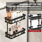 2/3 Layer Black Rust Proof Shower Storage Rack on Door No Drilling Required Large Capacity Bathroom Organizer Easy Install Showe