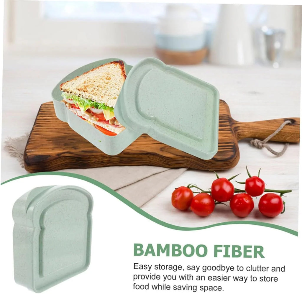 Sandwich Holder Lunchbox Bakery Boxes Bamboo Fiber Portable Lunch Box Loaf Bread Sandwich Containers Sealable Containers 1pcs