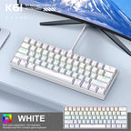 APAYADO K61 Wired Mechanical Keyboard, 61 Keys, USB-C Connection, Blue or Red Switch Options, RGB Lighting for Desktop PCs
