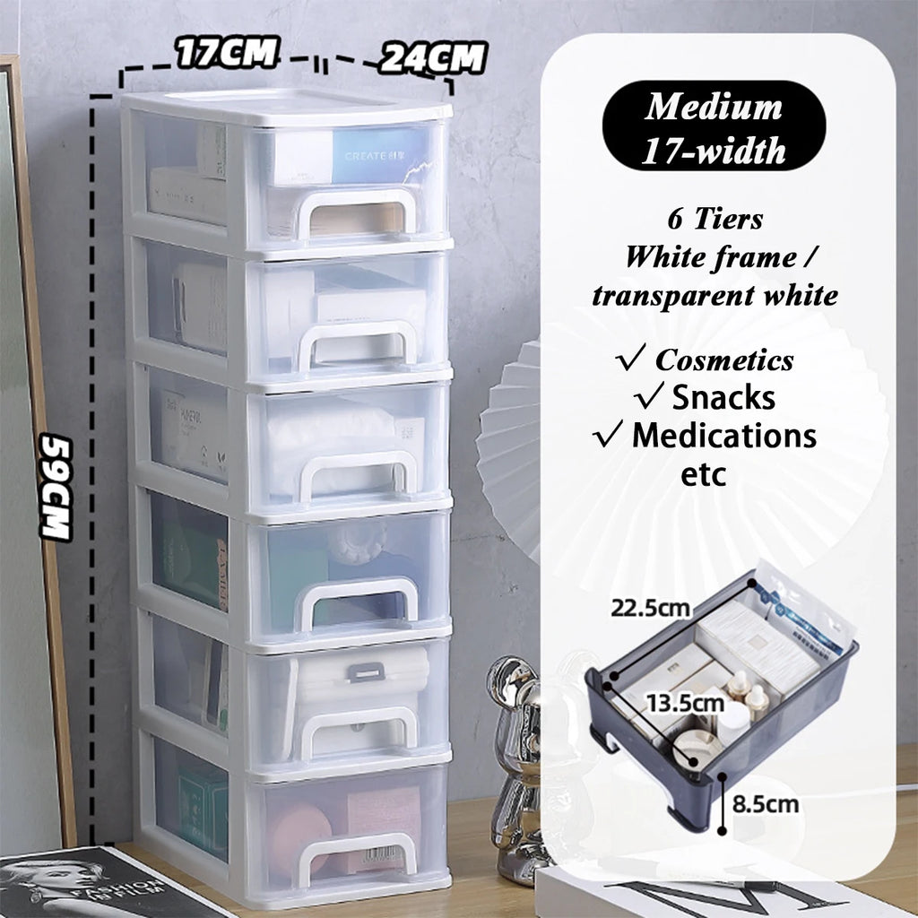 2-6Layers Medium Desktop Storage Box with Drawer Heightened Table Organizer Plastic Office storage cabinet  for home Stationery