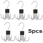 1/5pcs 360° Rotating Storage Hanger Hook Multi-Claw Bag Metal Belts Rack Wooden Organizer For Bras Ties Household Closet Acces