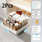 New Kitchen Storage Rack with Slide Rails Pull-out Kitchen Drawer Type Storage Tray Spice Box Storage Shelf Cabinets Organizer