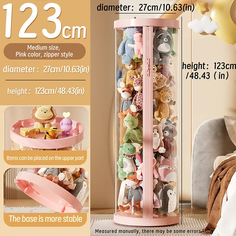 Transparent Doll Storage Box Plush Toy Organization Toy Storage Tube DIY Zipper Bins Kid Christmas Gift Children's Toy Organizer