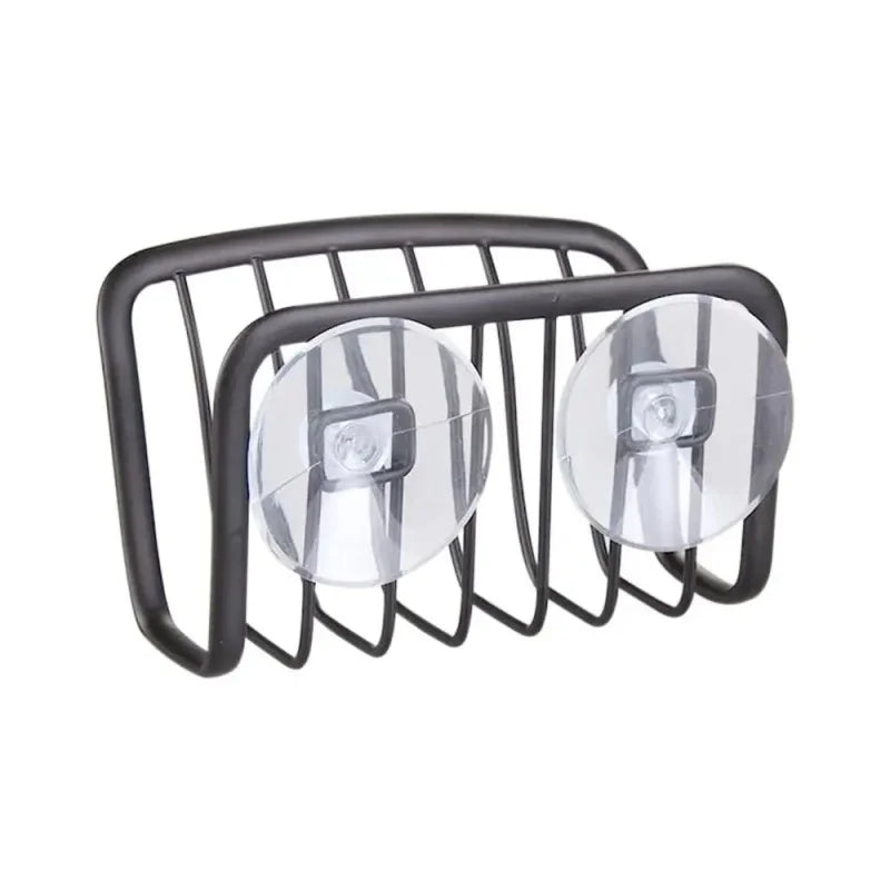 Stainless Steel Suction Cup Sponge Holder Drain Storage Caddy For Kitchen Sink Organization