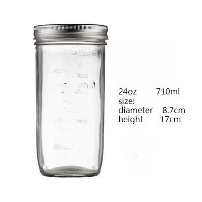 1PC Mason Jars with Lids, Wide Mouth Glass Jars for Canning, Centerpieces, Pickling, Storage, Food Meal Prep, Salad, Jam