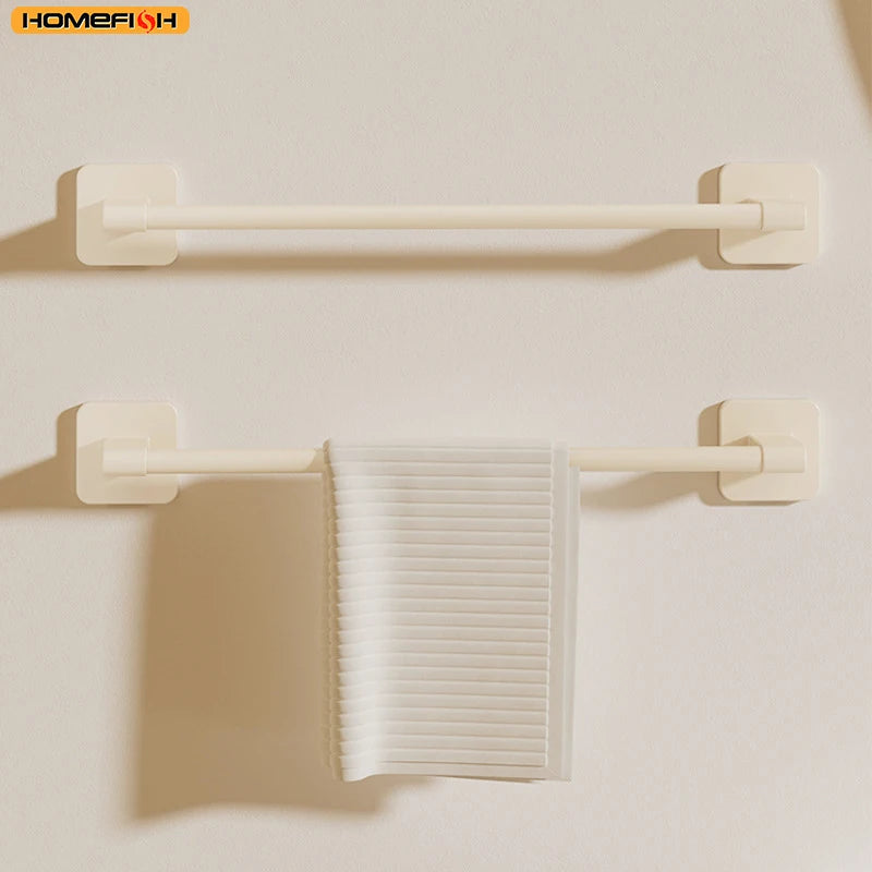 Homefish Grey White Black 40cm 30cm Punch‑Free Wall Mounted Single Pole Towel Rack Bathroom Storage Hanging Rack