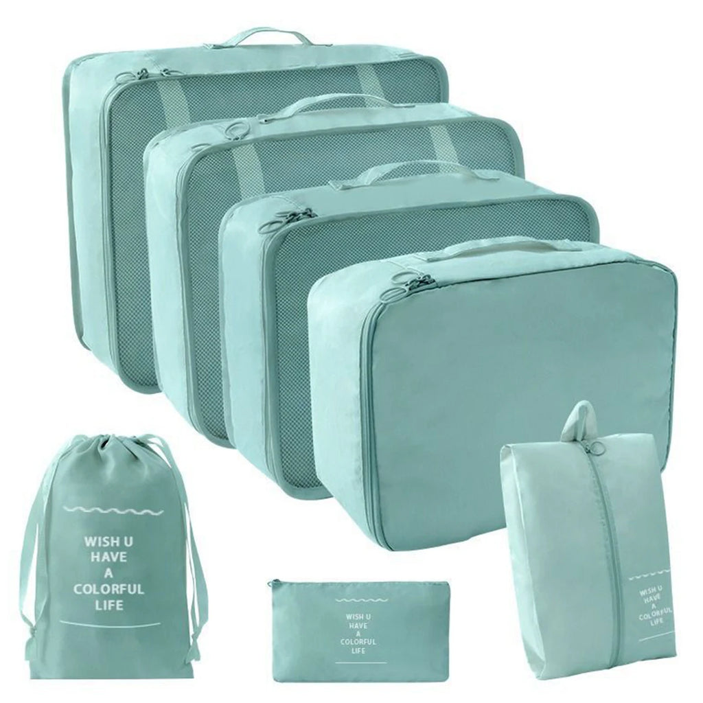 7 Pcs/Set Travel Organizer Storage Bags Suitcase Packing Cubes Set Cases Portable Luggage Clothes Shoe Tidy Pouch Folding.-zmt