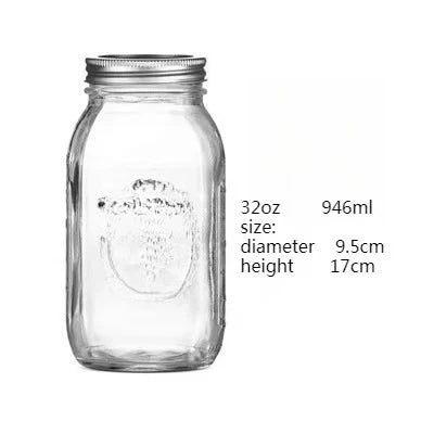 1PC Mason Jars with Lids, Wide Mouth Glass Jars for Canning, Centerpieces, Pickling, Storage, Food Meal Prep, Salad, Jam