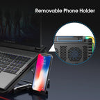 Coolcold 15.6-17.3inch Laptop Cooling Pad with 6 Quiet Fans,7 Height Wind Speed Adjustable,Laptop Cooer with Mobile Phone Holder