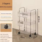 2/3/4 Tiers Mobile Shelf with Wheel Multi-Layers Storage Rack Home Trolley for Snacks Cosmetic Sundries Organizer Rolling Cart