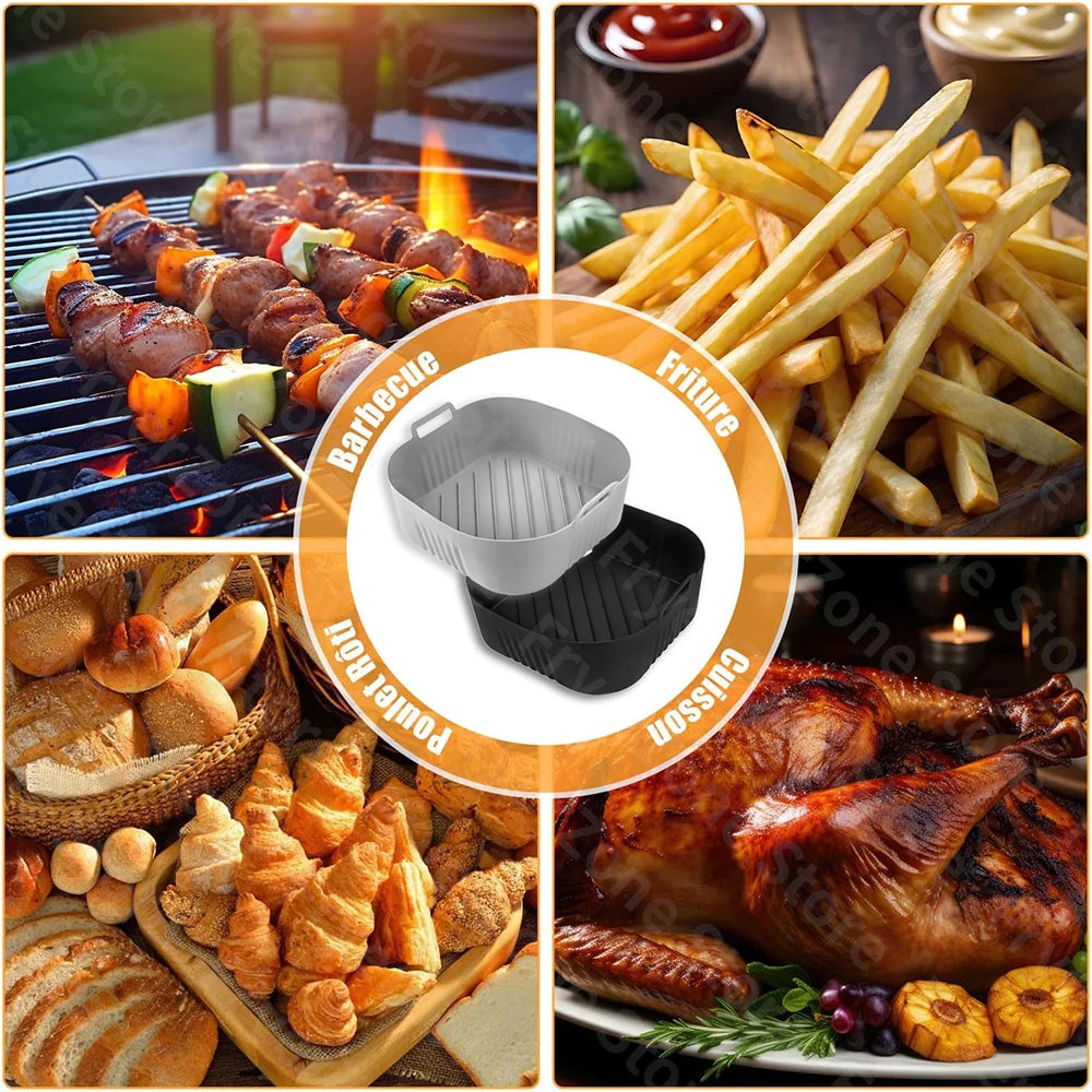 23cm Square Air Fryer Mould for Philips Series 2000 NA230/00 COSORI 5.5L/6L/6.2L Reusable Airfryer Accessories XXL