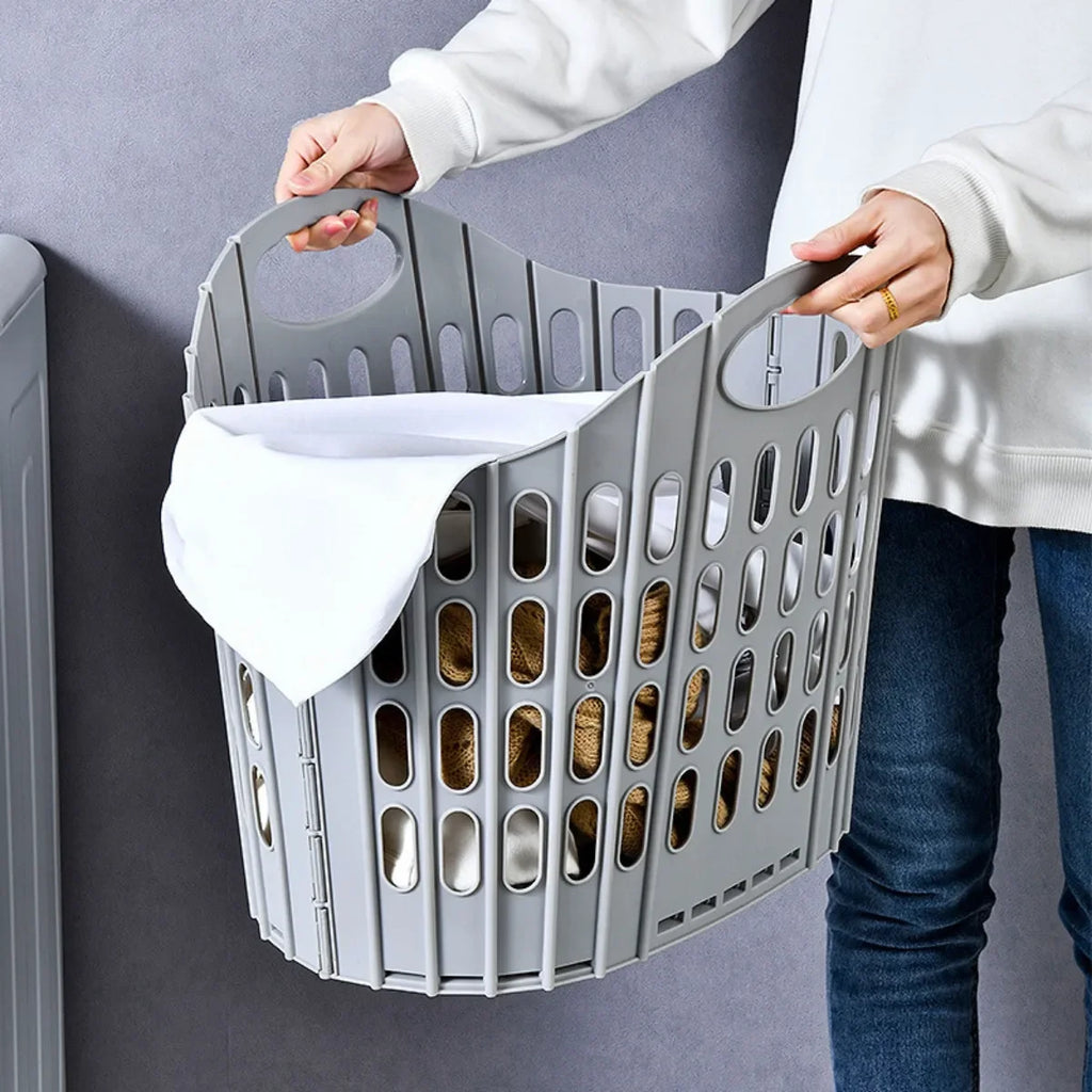 1pc Foldable Laundry Hamper, High Capacity & Portable, Durable Fabric, Space Saver, Collapsible Basket, Bathroom Organizer