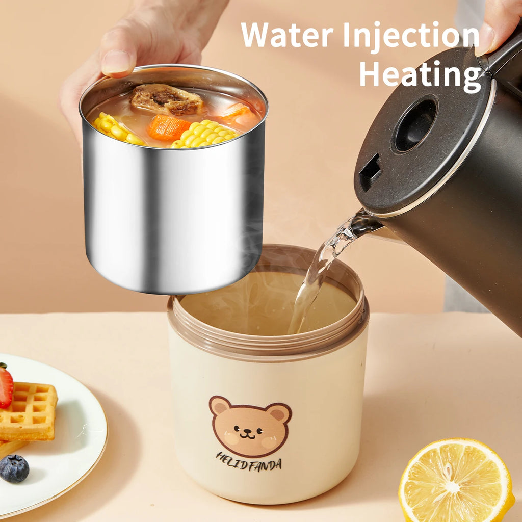 WORTHBUY Portable Insulated Lunch Box 304 Stainless Steel Fruit Salad Food Container Leak-proof Bento Box Microwave Heatable